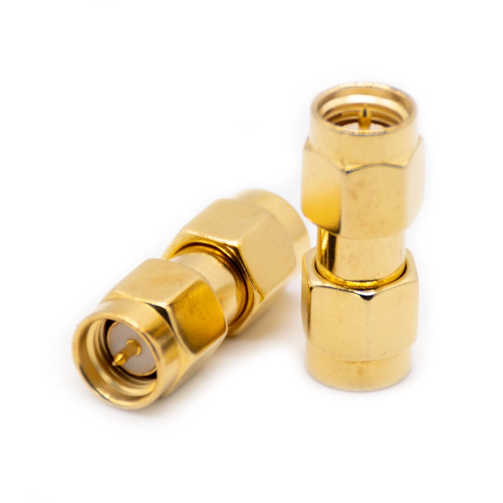 Gold Plated 180 Degree RF Adapter SMA Male to Male Straight Connector