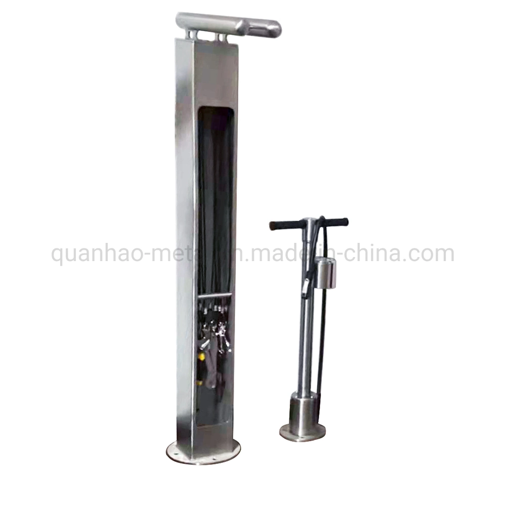 Fully-Equipped Outdoor Public Bicycle Stand Bike Repair Station with Tools and Pump