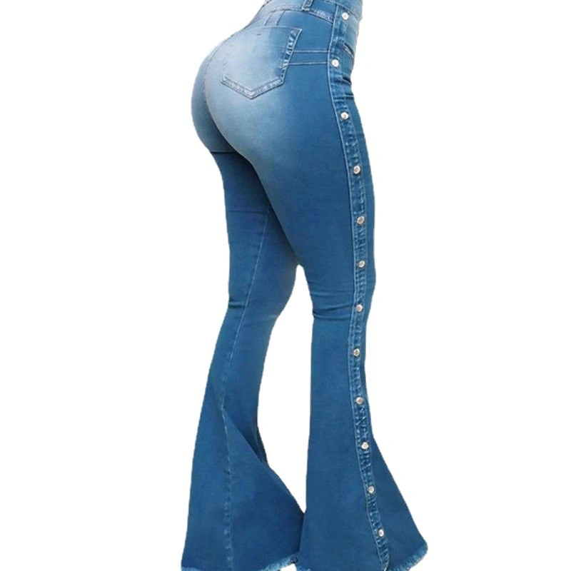 2023 New Explosive High-Waisted Stretch Mop Flared Jeans for Women Pants