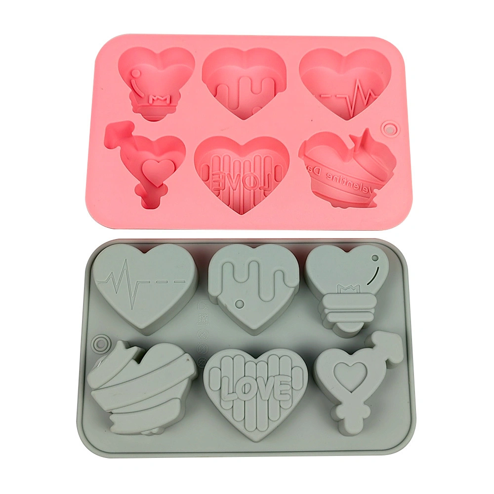 BPA Free Six Holes Love Shape Chocolate Mold Silicone Cake Mold