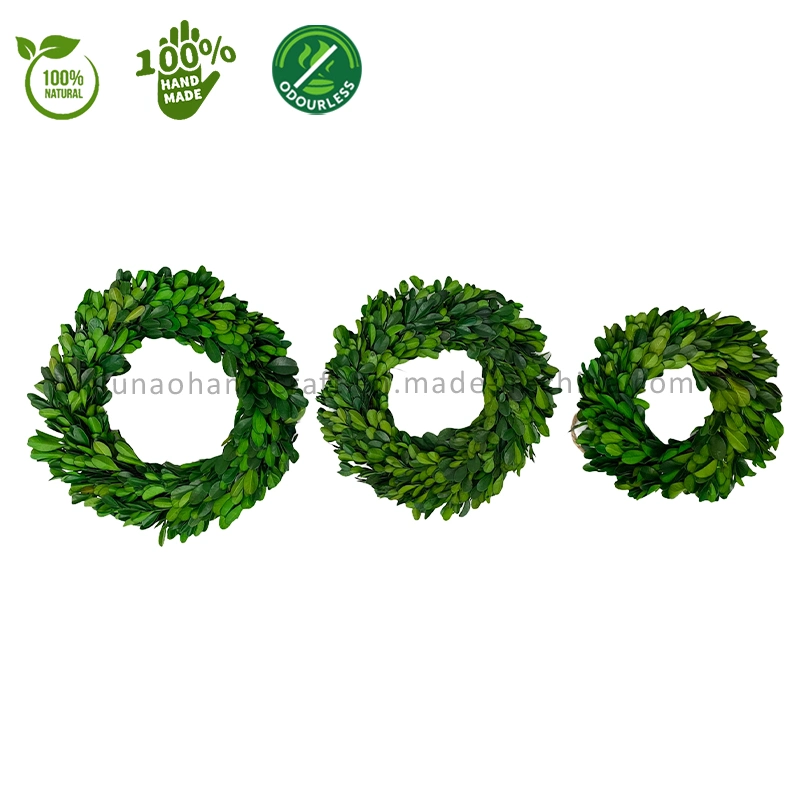 100% Real Natural Preserved Boxwood Wreath S-M-L Set of Three Door Wall Window Hanging Evergreen