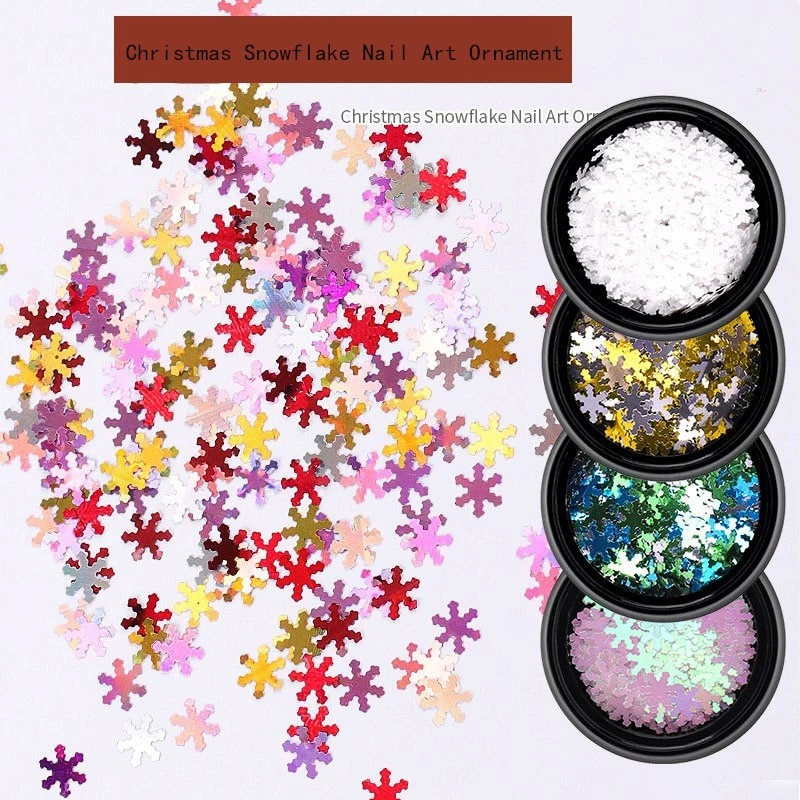 6PCS Snowflake Nail Art Sequin Accessory Kit, Nail Decoration Products for Nail Designer