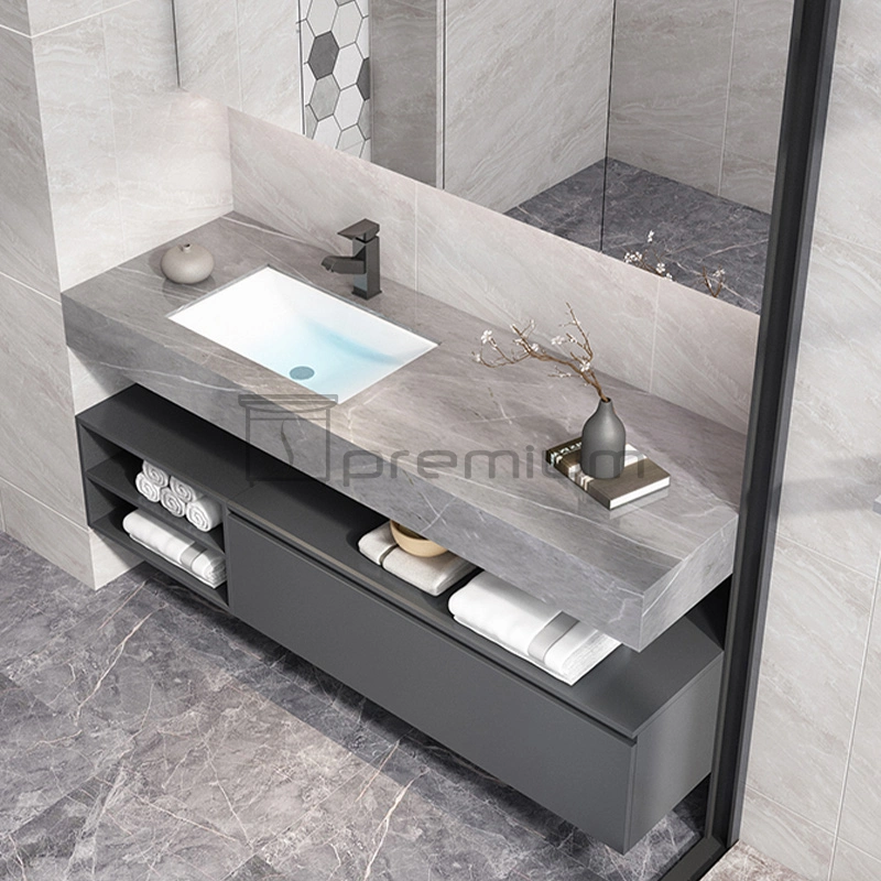 Hangzhou Rock Plate Bathroom Furniture LED Smart Mirror with Touch Switch and Anti-Fog Vanity Combo