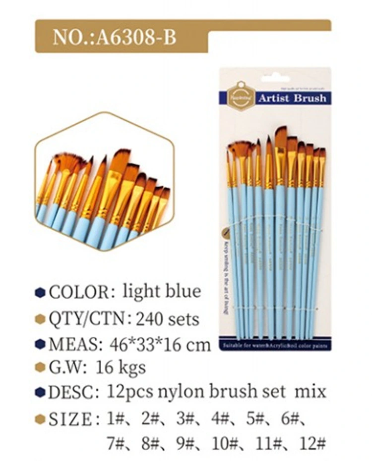 Wholesale/Supplier 12PCS High quality/High cost performance  Art Set Paint Tools Nylon Bristle Artist Brush