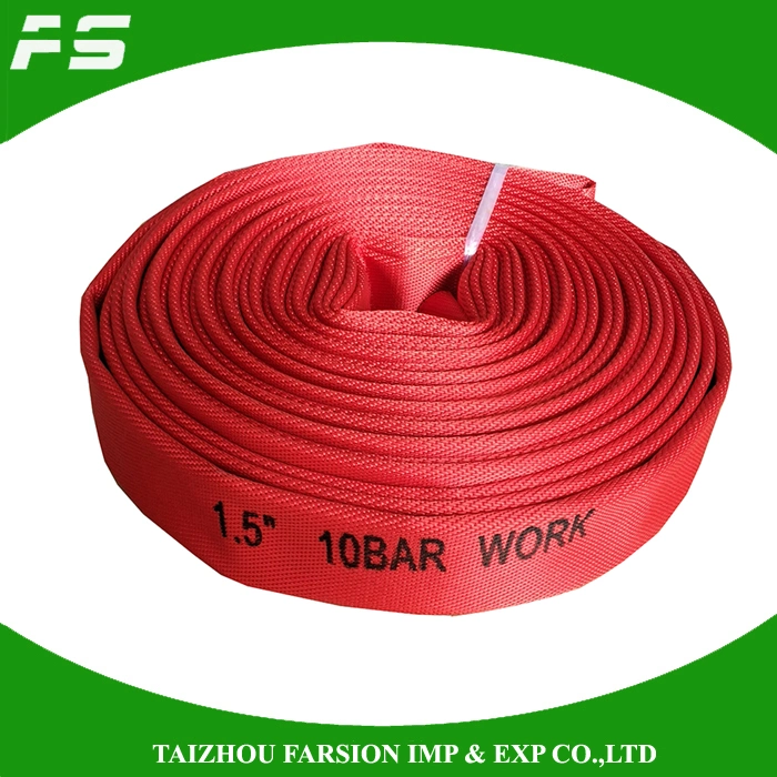 Red Durable Single Jacket PVC/EPDM Rubber Lining Marine Fire Fighting Canvas Hose