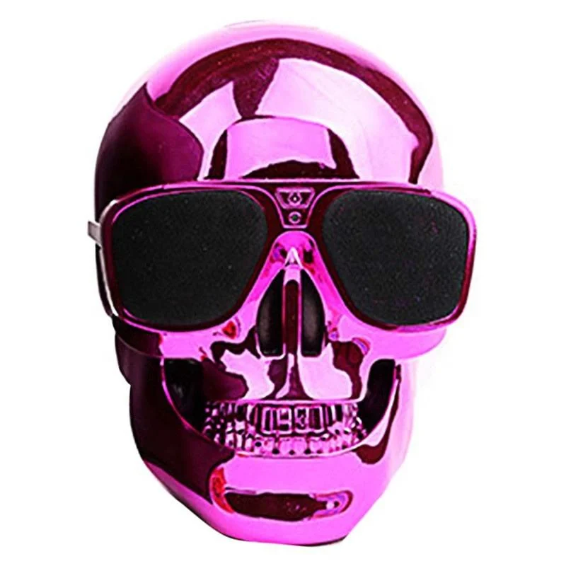 Ld-Skull Head (Hot money) Electroplating Portable Mini Skull Speaker Wireless Skeleton Bluetooth Outdoor Speakers for Halloween Christmas Present Best Gifts