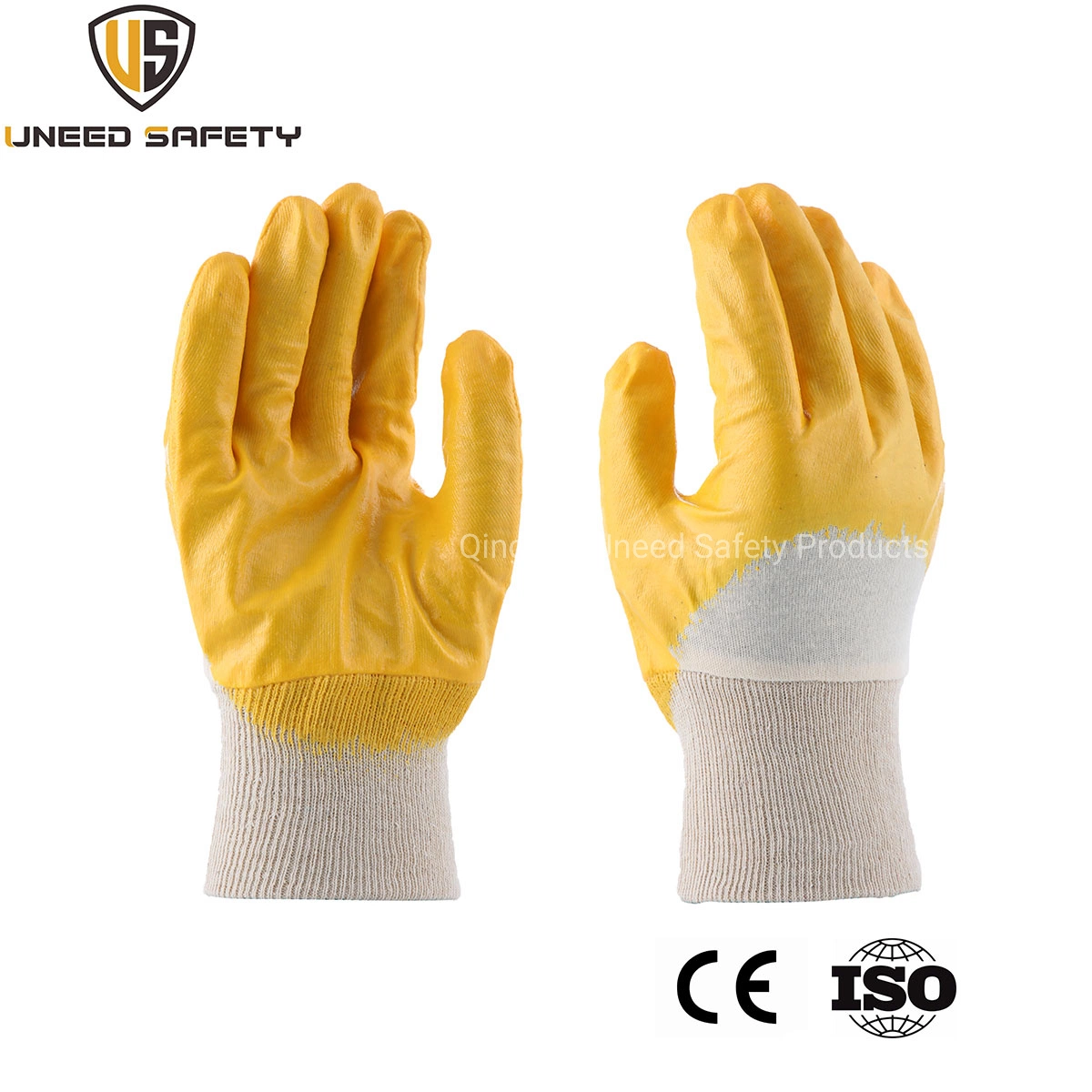 NBR Heavy Duty Jersey Cotton Safety Cuff Full Nitrile Coated Safety Work Gloves with CE