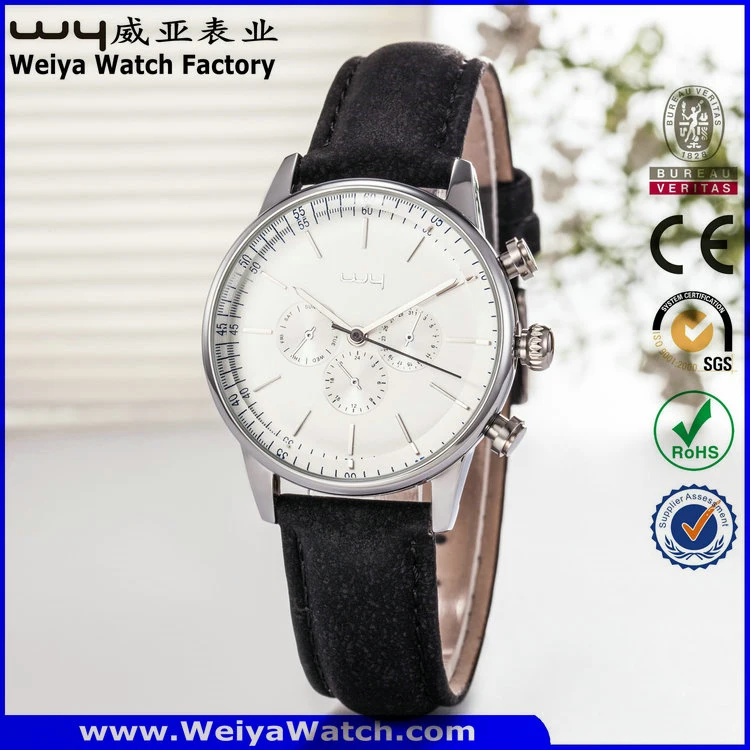 Classic Leather Strap Quartz Fashion Ladies Wrist Watch (Wy-082E)