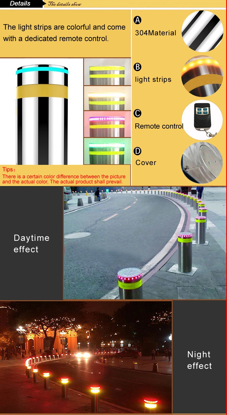 Factory Customized Road Block Car Parking Automatic Retractable Rising Bollard Light Outdoor