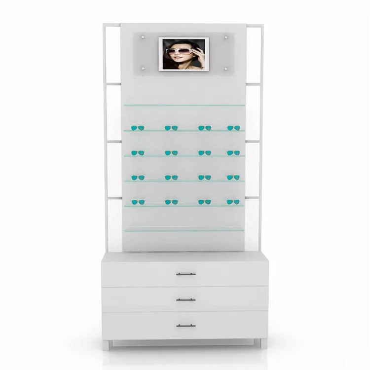 Customized Fashion Optical Shop Display Furniture Retail Price High End Floor Standing Wooden Standing Sunglass Display