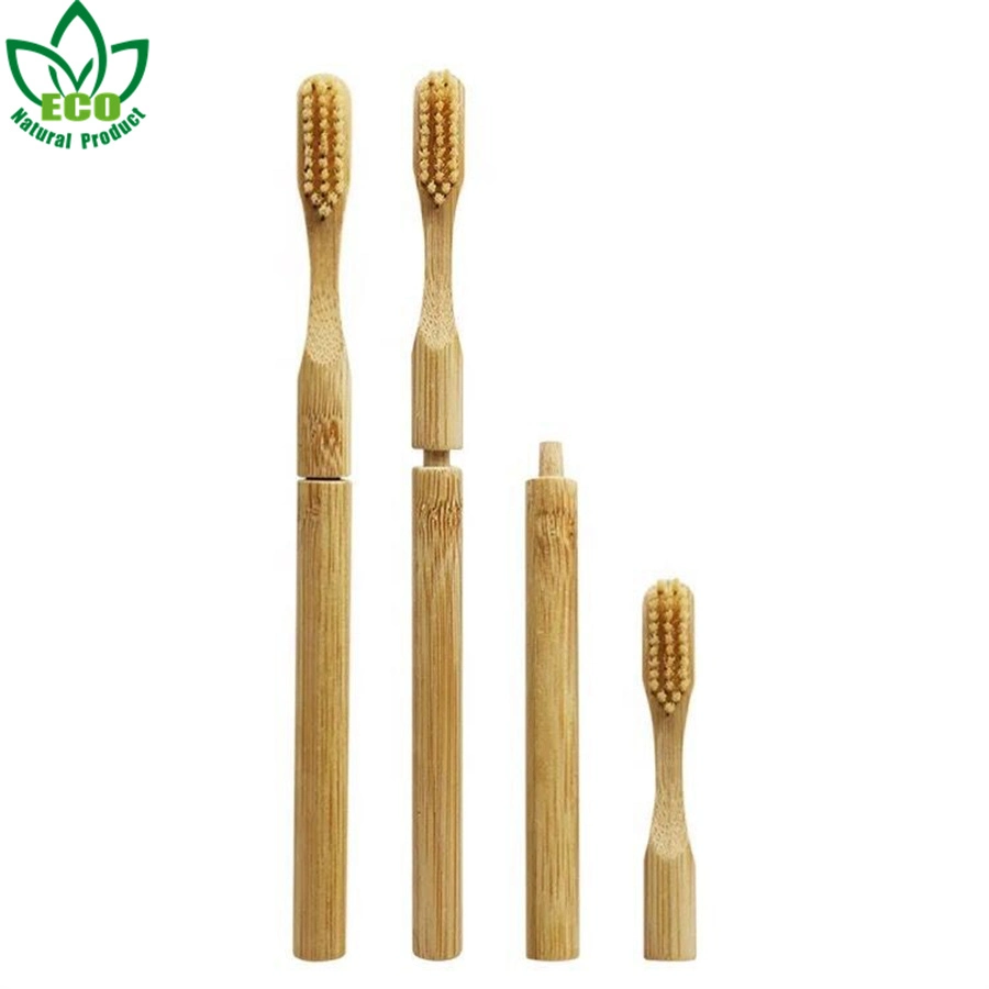 Adult Eco Friendly Biodegradable Round Handle Bamboo Toothbrush with Replaceable Head