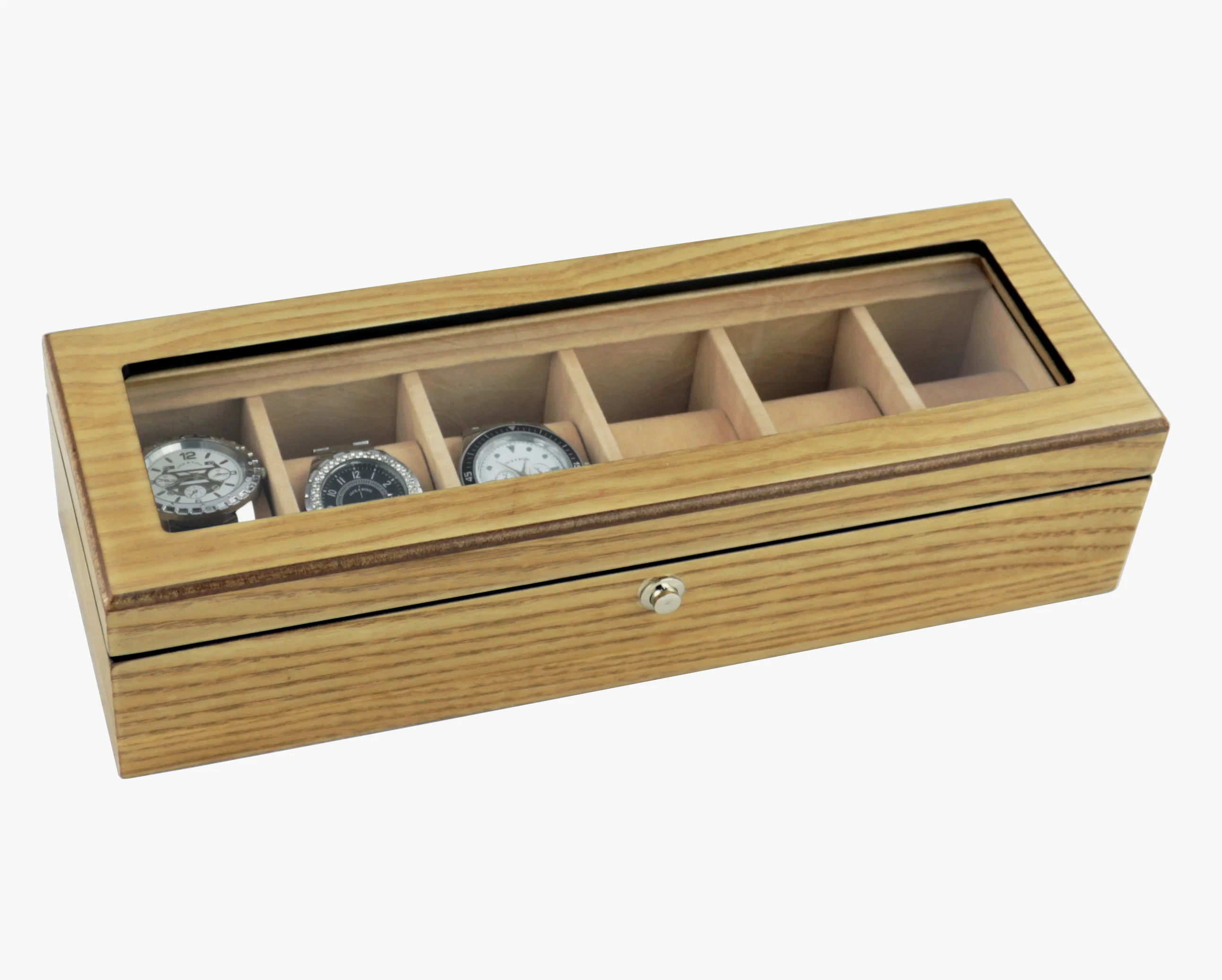 Rosewood Brown Matt Finish Wooden 6 Watches Display Storage Gift Box