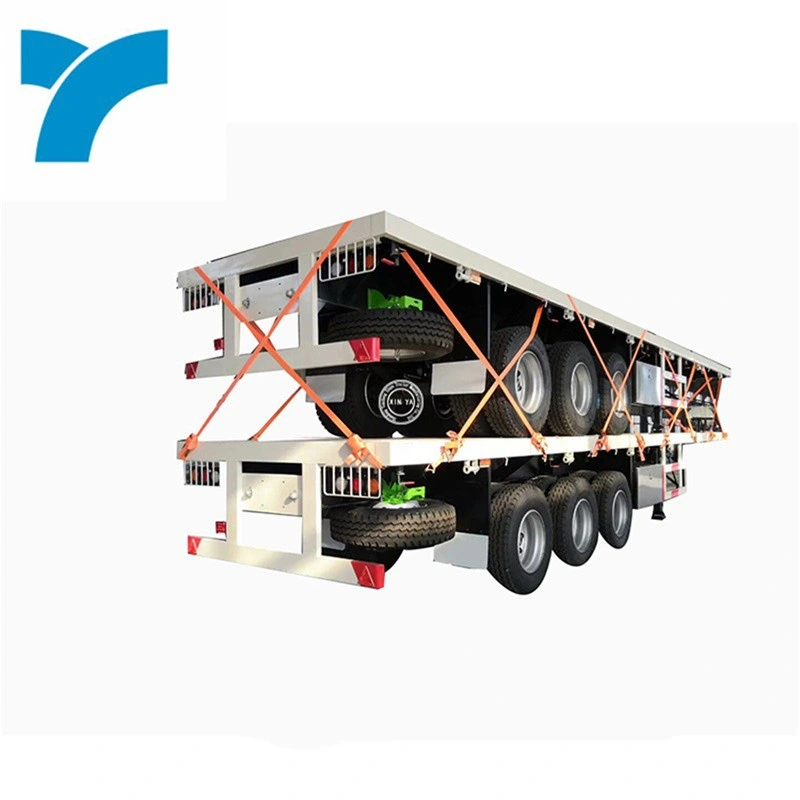 Factory Low Price 40 FT 12500 12.5m Long Gooseneck High Bed 30 Ton Super Inter Link Lowbed Flatbed Utility Truck Trailer