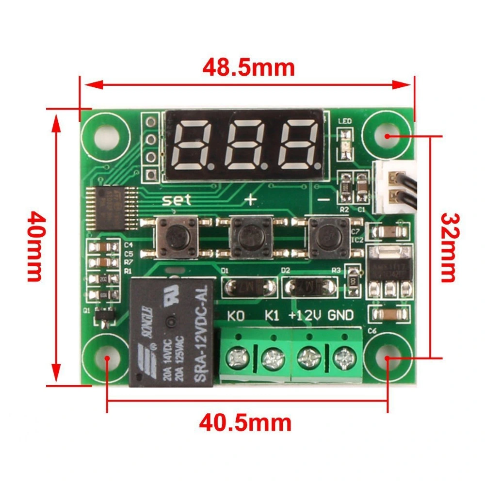 W1209 de commande de température du thermostat numérique DEL thermomètre haute précision Module de commutateur du contrôleur DC 12V