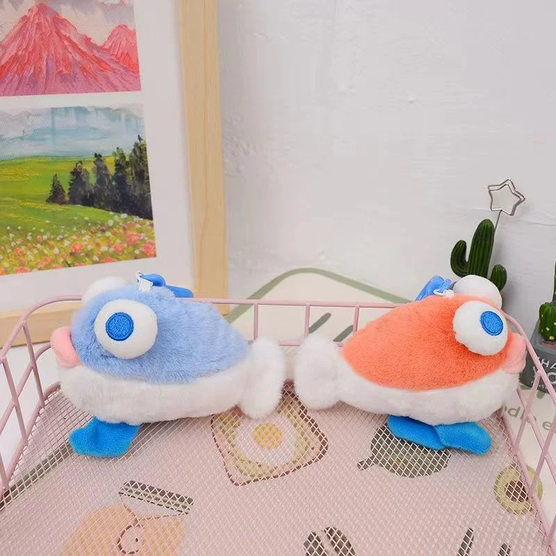 Dumb Cute Big Eye Fish Plush Toy Pendant Creative Long Leg Fish Keychain Student Backpack Accessories Birthday Gift