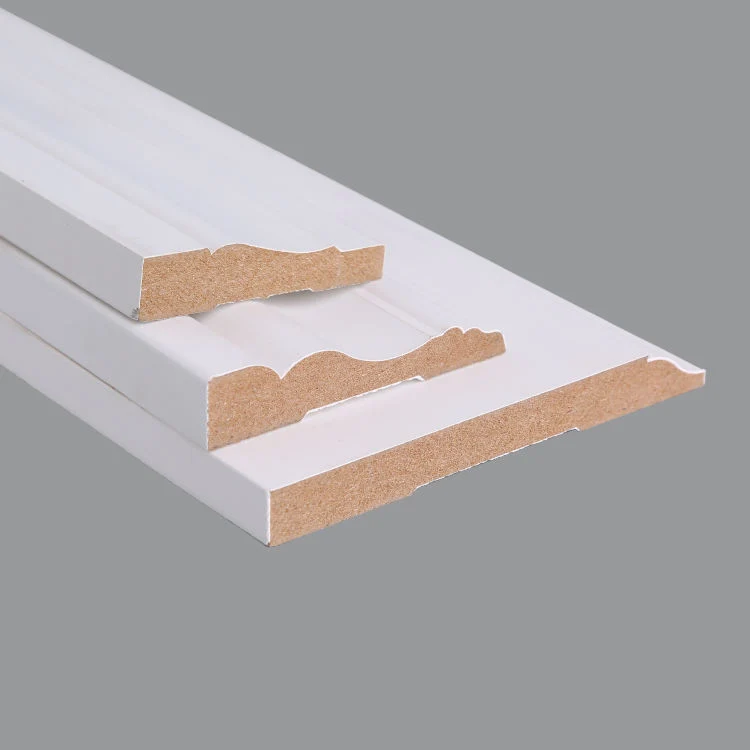 Pfj White Primed Solid Pine Baseboard de madera