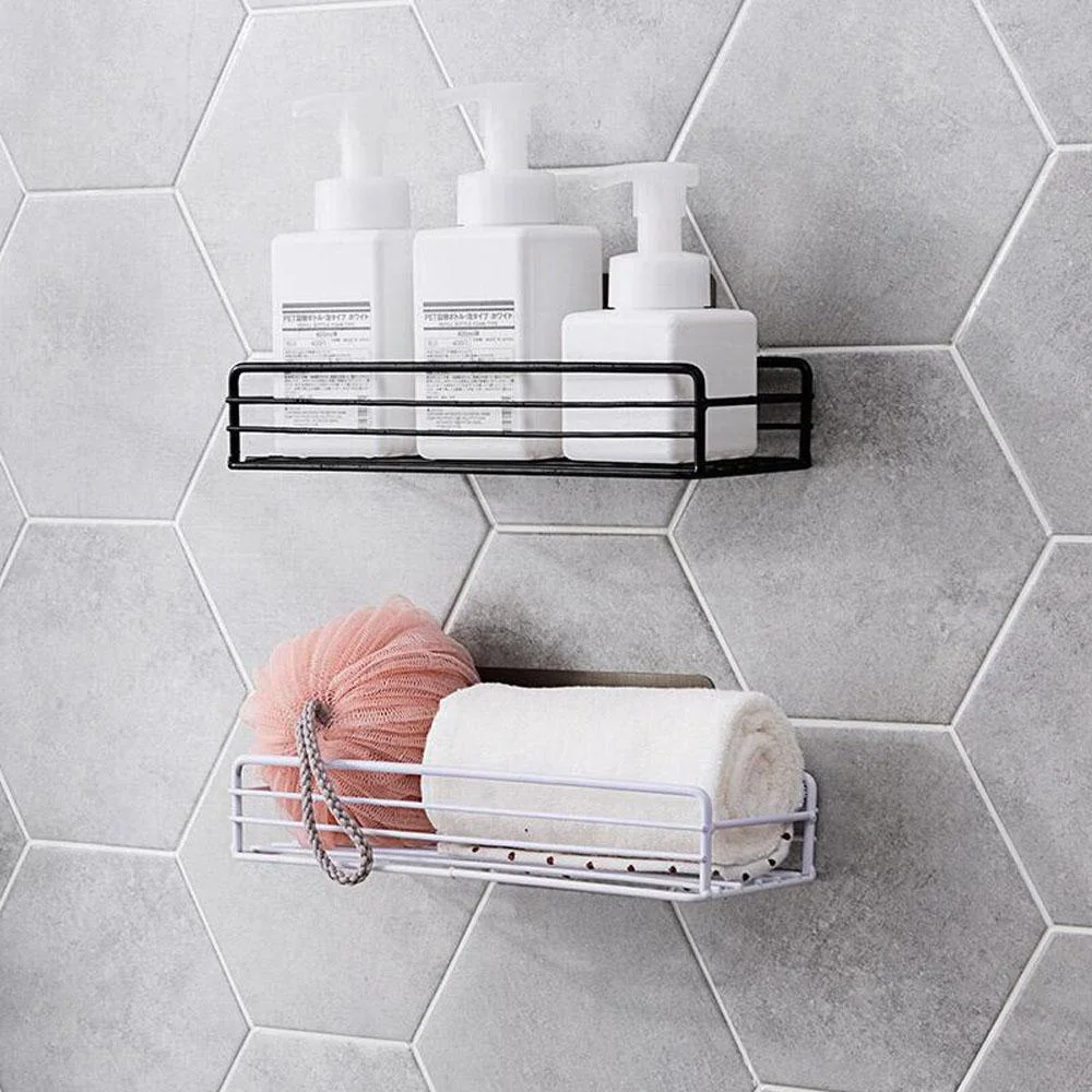 Bathroom Shelf Shower Wall Mount Shampoo Storage Holder with Suction Cup No Drilling Kitchen Storage Bathroom Accessories