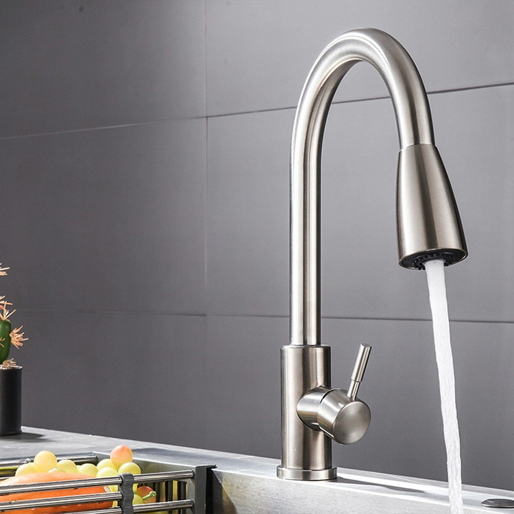 Sanitary Ware New Design Modern Stainless Steel Waterfall 304 Stainless Steel Hot Cold Water Mixer Tap Pull out Sink Kitchen Faucet