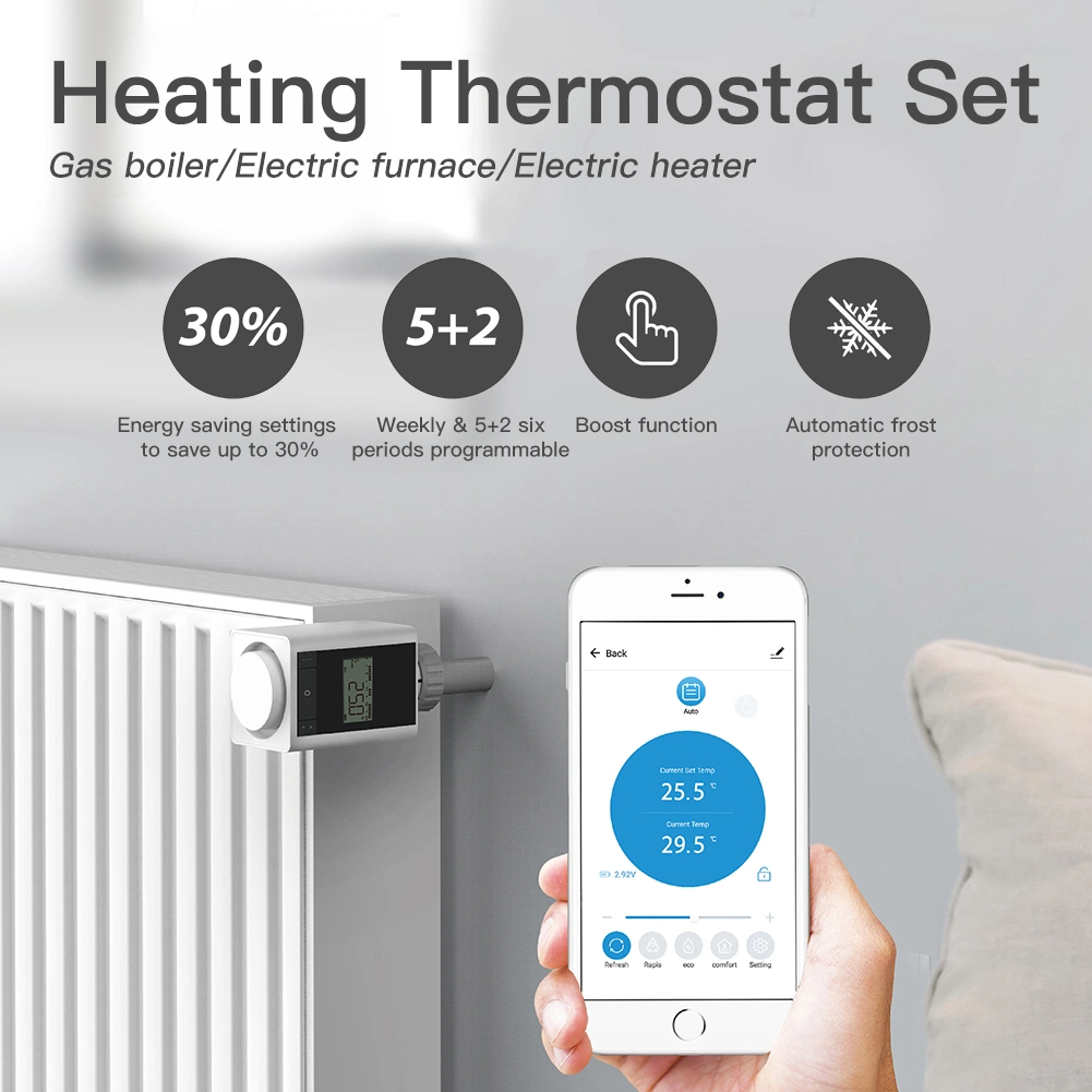 Tuya Zigbee Trv Thermostatic Heating Radiator Valve Head Controller Actuator Smart Thermostat with 1PC Zigbee Hub APP Remote Control Alexa Acho Google Home