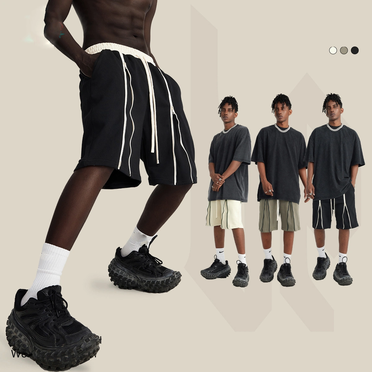 2023 Pantalon de jogging basique sur mesure en coton, short de sport de basketball, short d'été unisexe à la mode pour hommes avec cordon de serrage.