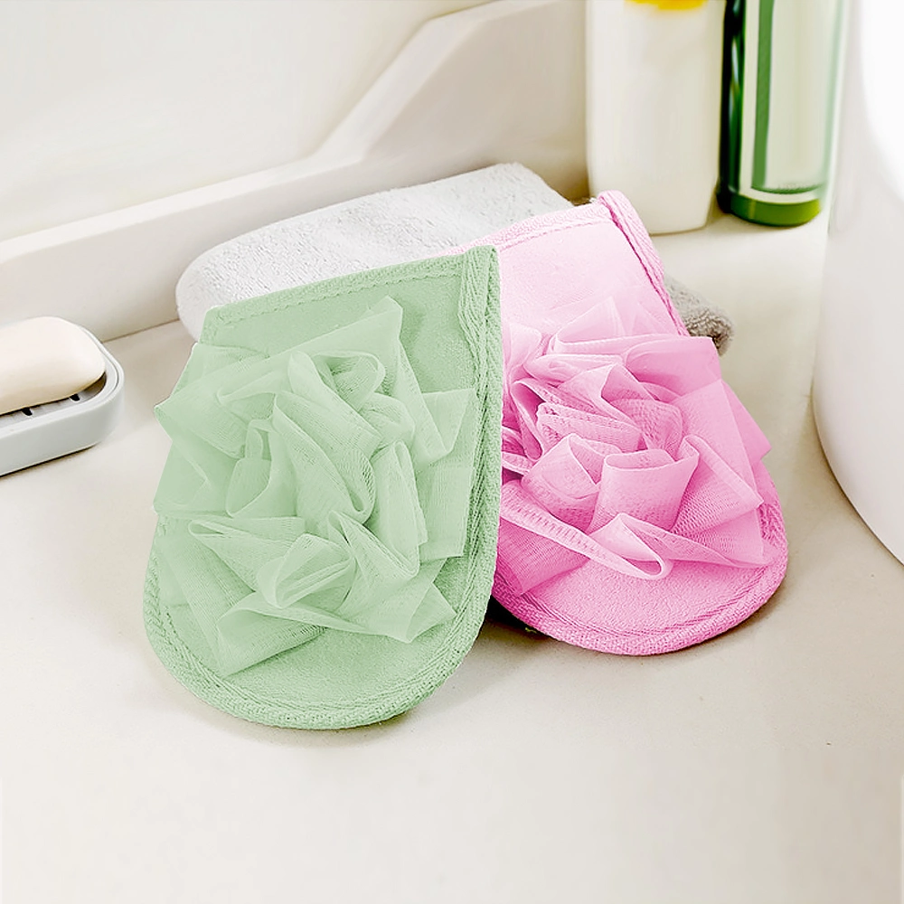 Low MOQ Body Bath Soap Gloves Sponge Mesh Nylon Sponge Flower Glove