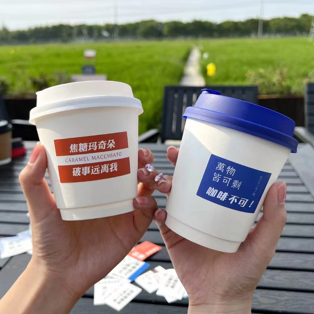 Custom Take Away Disposable Double Wall Hot Cold Drinks Recyclable Coffee Paper Cup