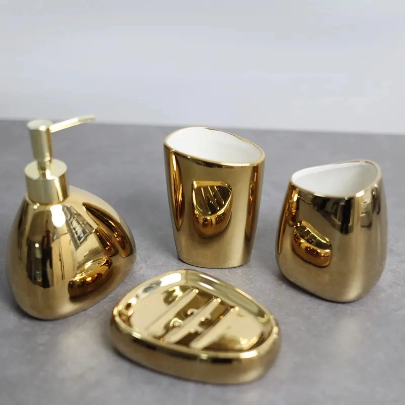 Gold Silver Ceramic Bathroom Set for Home Decoration Supplies