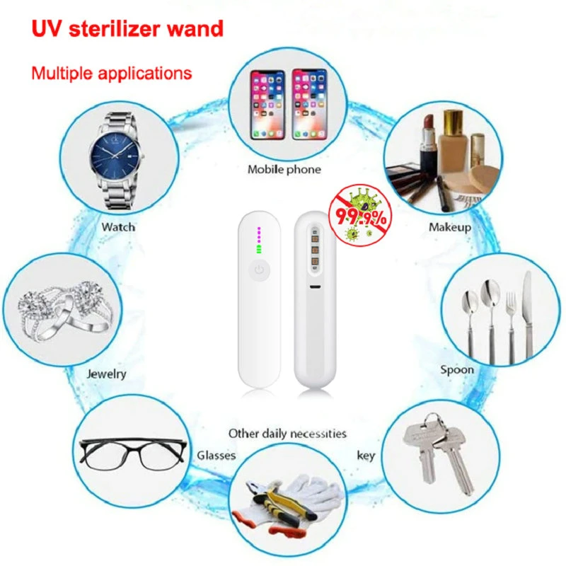 Fast Delivery New Arrival Mutiple Functional Portable UVC Light Sterilizer with Build-in 400mAh Rechargeable Lithium Battery