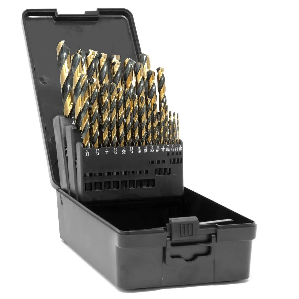 HSS Tin-Coated Cobalt Titanium Coated Steel Twist Drill Bit Set with Metal Case