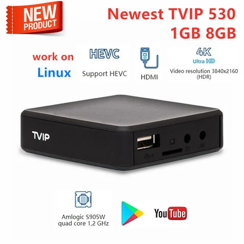 Original TVIP 530 S905W 1g 8g Linux TV Box IPTV Streaming Ott TVIP V. 530 Linux 3D TV Box Set Top S-Box