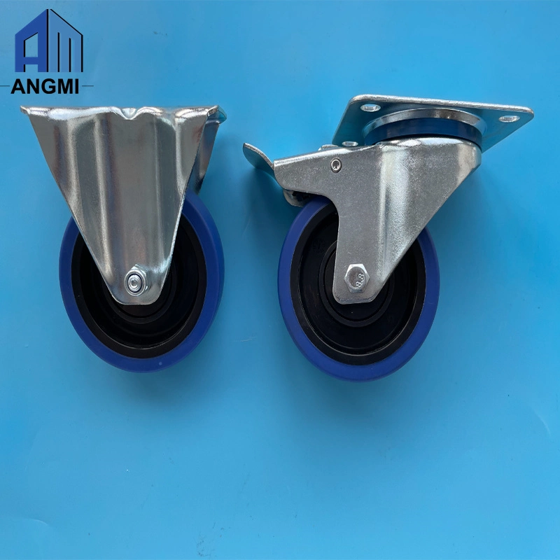 3/4/5 Inch Medium Duty PU Polyurethane Swivel Caster Wheels Anti-Wear Smooth Universal Casters with Brake