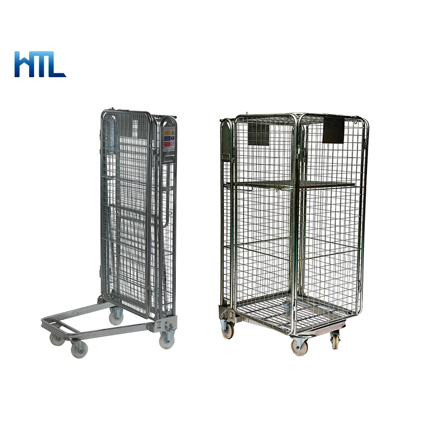 High Quality Logistics Laundry Rolling Metal Steel Roll Container Cart