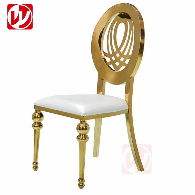 Estilo italiano moderno Home Jantar mobiliário único Calabash Chair volta Gold Dining cadeiras de aço inoxidável