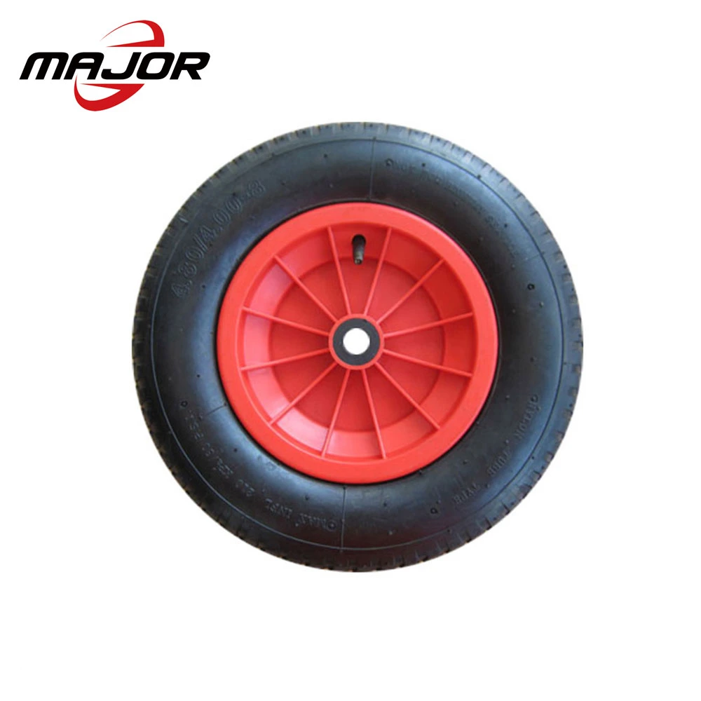 16 Inch Heavy Duty Rubber Wheel Barrow/Garden Trailer/Farm Cart Wheels Axle and Plastic Rims