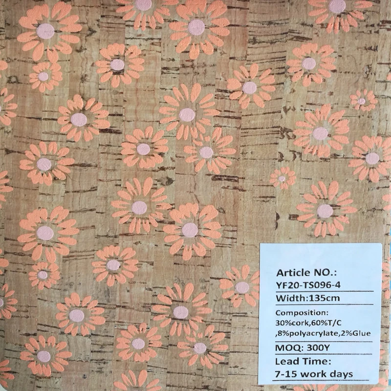 Printing Real Nature Cork PU Base Leather Cork Fabric (HS-PRINTcork33)