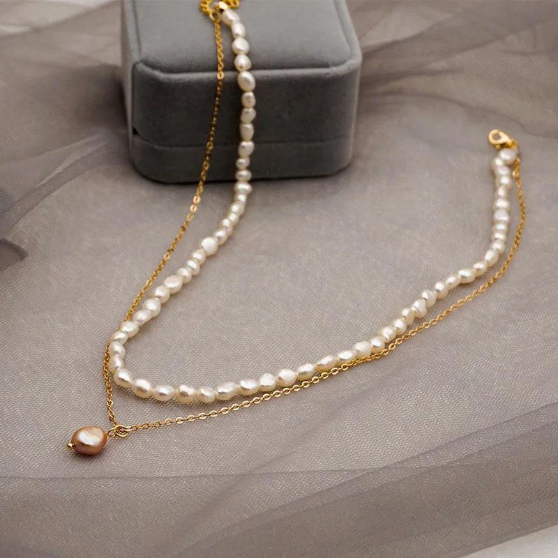 Multi-Layer Handmade Natural Freshwater Pearl Vintage Pendant Necklace