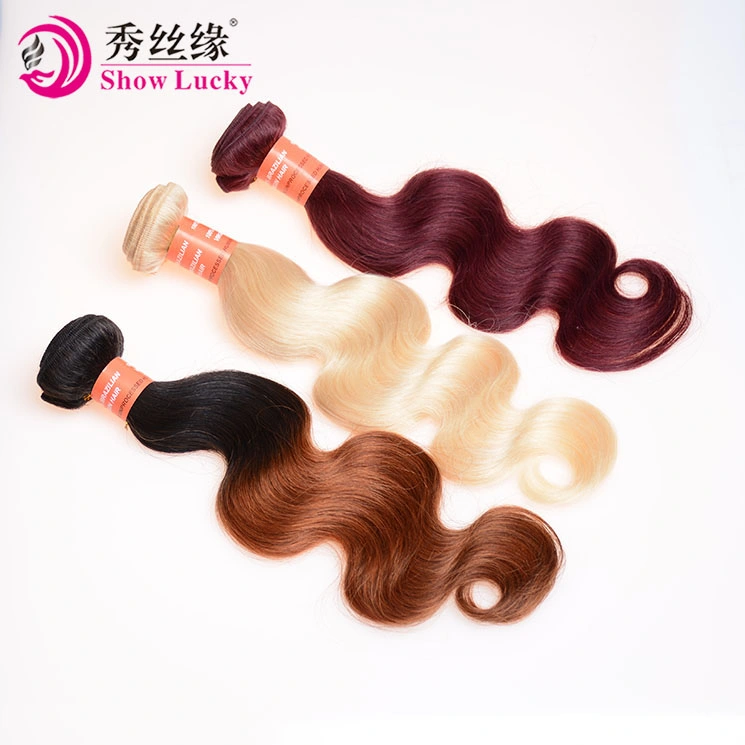 Unprocessed Filipino Ombre Two Tone Colored Body Wave 100% Natural Virgin Human Hair Weaving