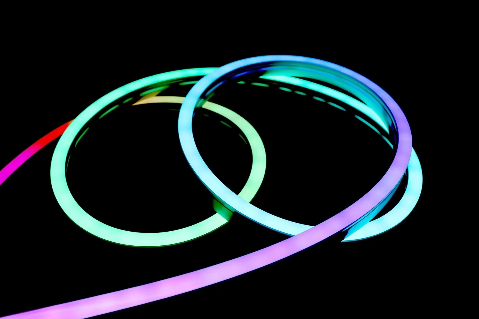 فصل السيليكون مصباح LED مرن منفصل عن مصباح الشريط LED مصباح نيون مرن يضيء باللون الأحمر والأخضر والأزرق (RGB) 16×16 مم بجهد 12 فولت، 24 فولت، LED يضيء باللون الأخضر مع مصباح نيون المصابيح