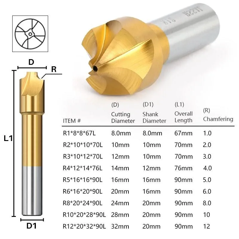 نهاية ميل R1.0-R12 نصف قطر التفريز HSS ركن مغلف قطاعة نهاية التقريب الطاحونة وحدة التحكم في وحدة التحكم في وحدة التحكم في وحدة التحكم في وحدة التحكم في وحدة التحكم في وحدة التحكم في وحدة التحكم في وحدة التحكم