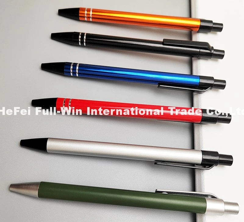 Smooth Writing Plastic Aluminum Ballpoint Ball Pens Office Stationery with Customer Logo