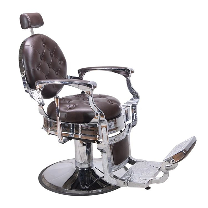 Gray Vintage Barber Chair Leather Beauty Salon Furniture Luxury Style