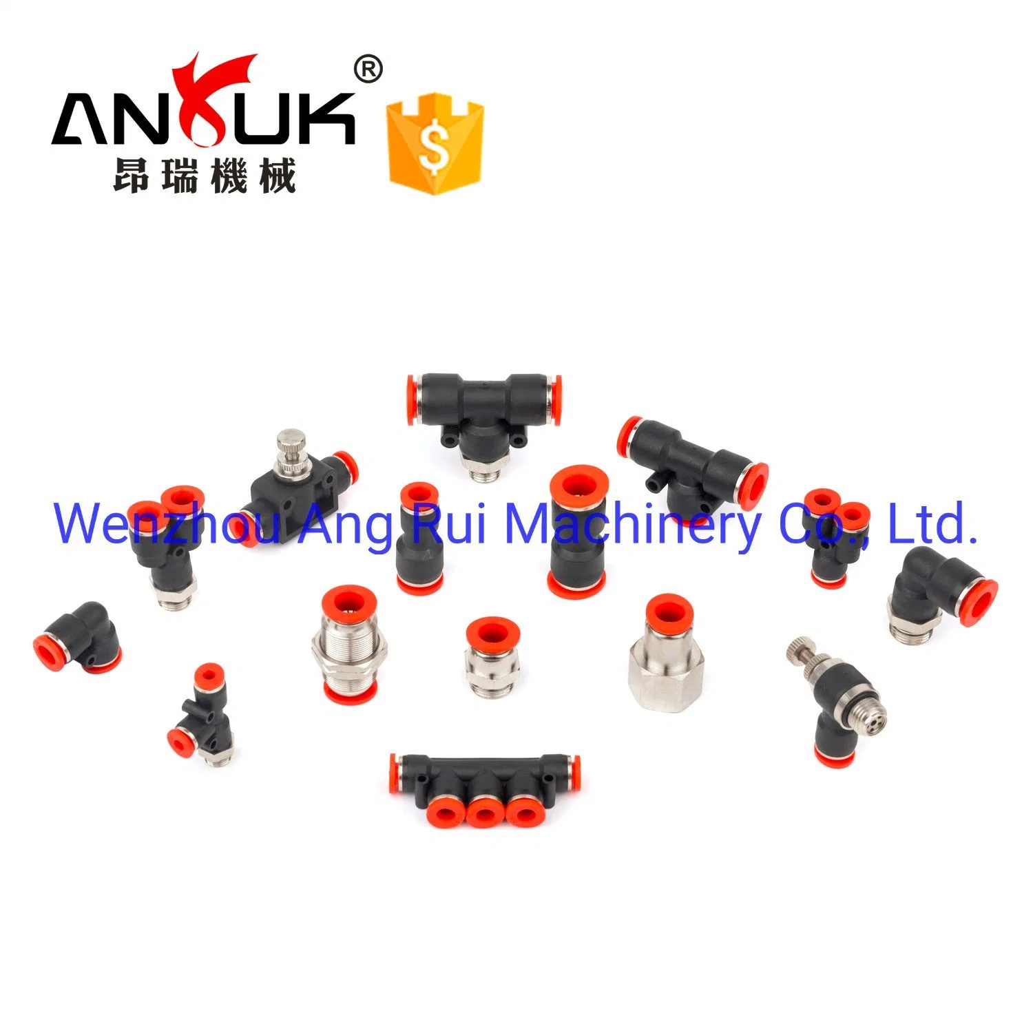 Bug Two Way Hand Valve Pneumatic Joint Plastic Air Quick Connector Fitting