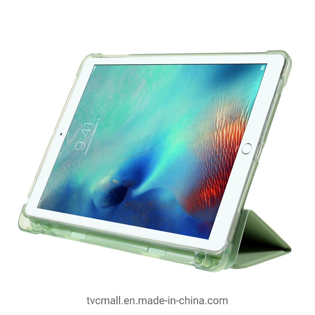 Eckenschutz PU-Leder TPU-Rückseite Shell Tri-Fold Stand Auto Sleep/Wake Cover mit Bleistifthalter für iPad 9,7 Zoll/iPad Air 2/iPad Luft