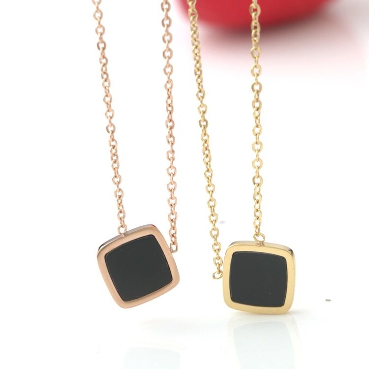 Fashion 316L Steel Rhombus Design Jewelry Single Layer Necklace