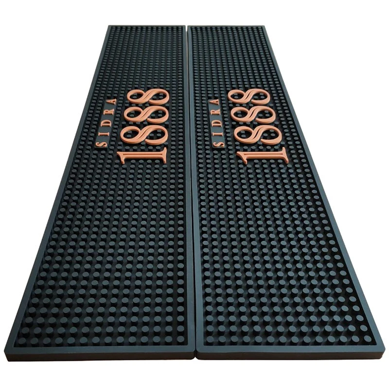 Rail Bar Mat Rubber Black Bar Service Spill Mats for Counter Top