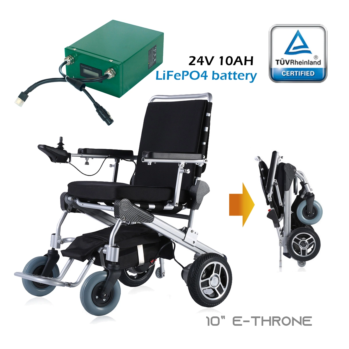 e-Throne Heavy-Duty   Portable Mobility Electric Power Wheelchair with fast detachable motors,8inch E Throne folding electric wheelchair,electric wheelchair