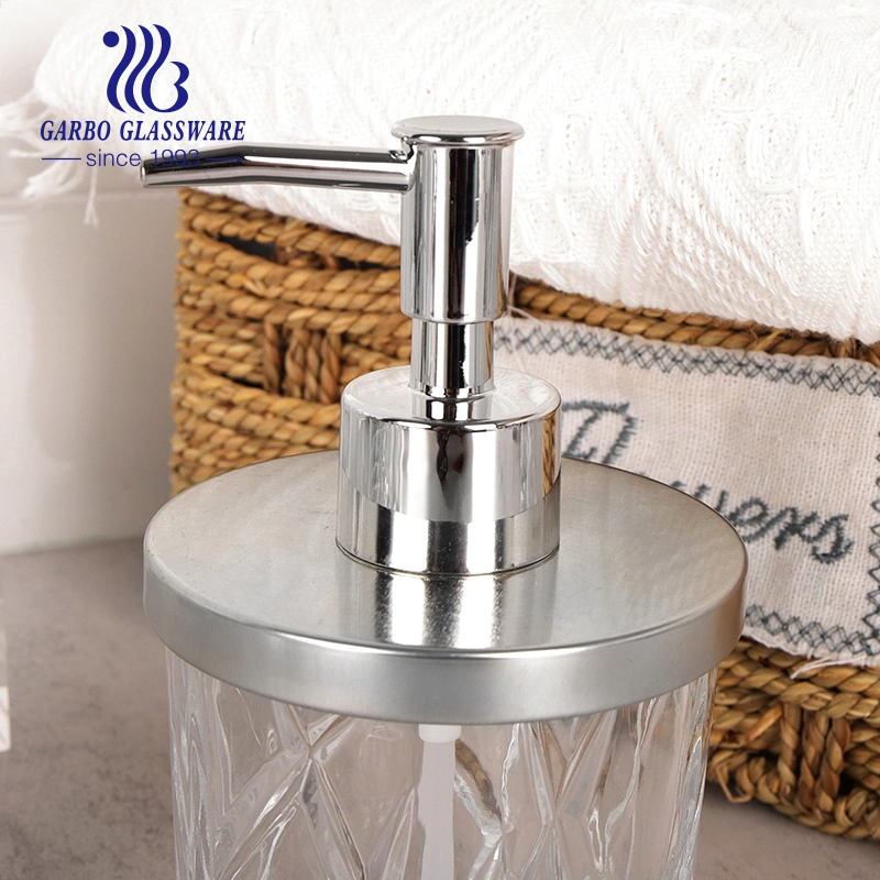 11 Oz Clear Glass Soap Dispenser with Rust Proof Stainless Steel Pump Refillable Liquid Hand Soap Dispenser for Bathroom Premium Kitchen Soap Dispenser