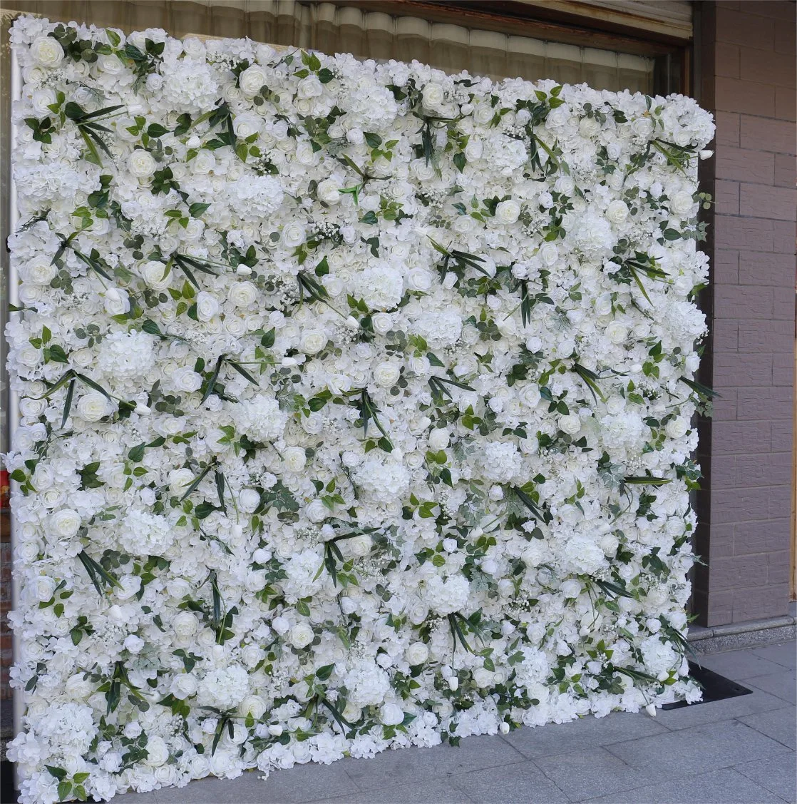 Casamento pano de fundo Rosa artificial Hydrangea Flower Panel Roll up Silk Decoração de fundo de casamento de rosas