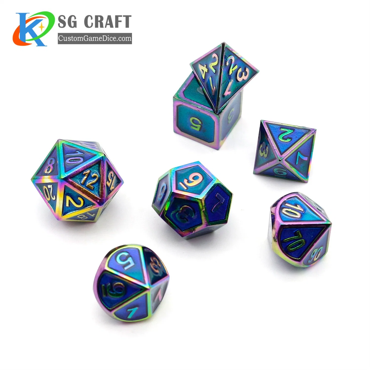 Good Quality Rainbow Dnd Dice Sets of Metal Polyhedral Game Dice