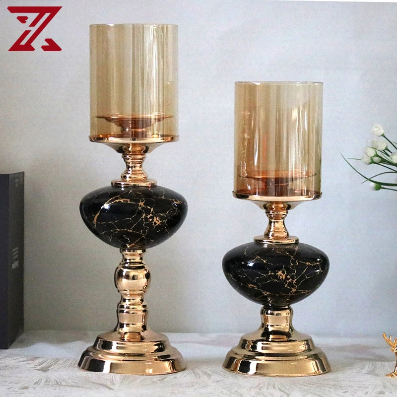 Nordic Metal with Glass Lid Candle Holders for Weddings Decoration
